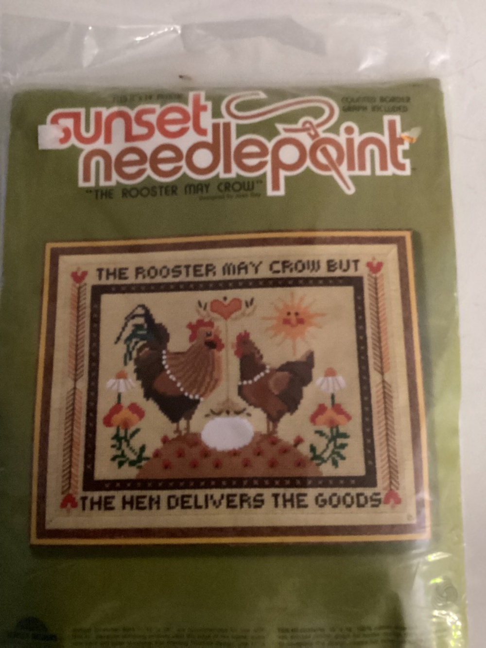 Vintage Needlepoint Kit Rooster & Hen New in Pkg